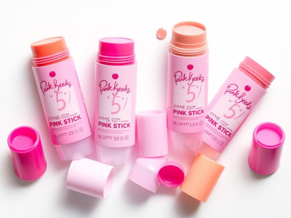 Protetor solar Pink Cheeks Pink Stick em diferentes tons